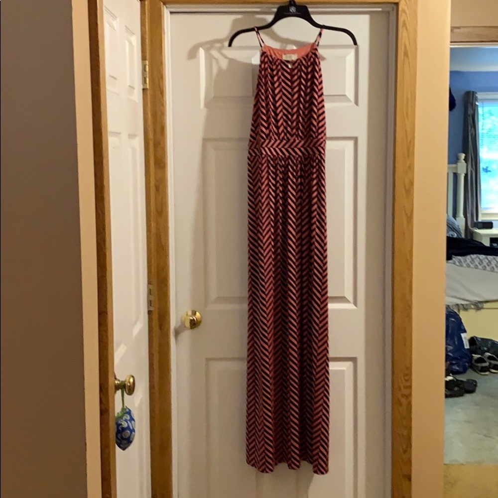Black and pink maxi dress